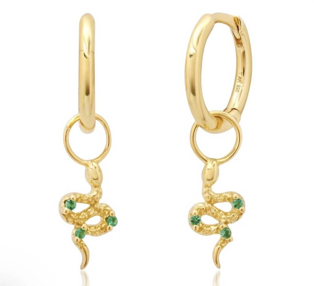 NEW TAI JEWELRY women's snake huggies hoop earrings in gold vermeil